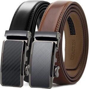 Mens Dress Belt Leather 2 Pack - Mens Ratchet Belt for Dress Shirt and Pants